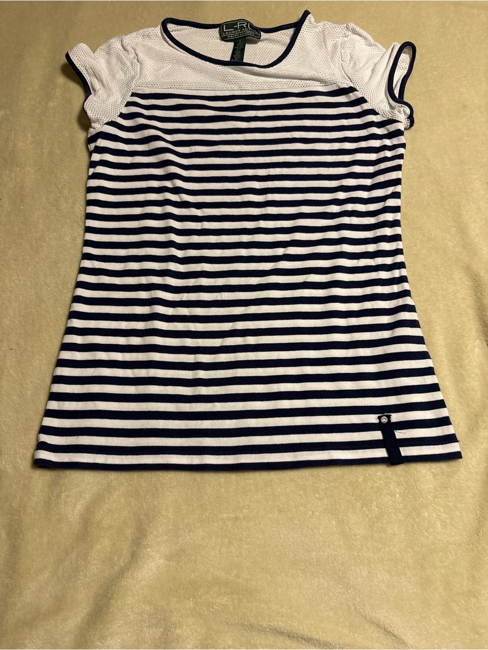 Ralph Lauren Navy & White Striped Short Sleeve Top